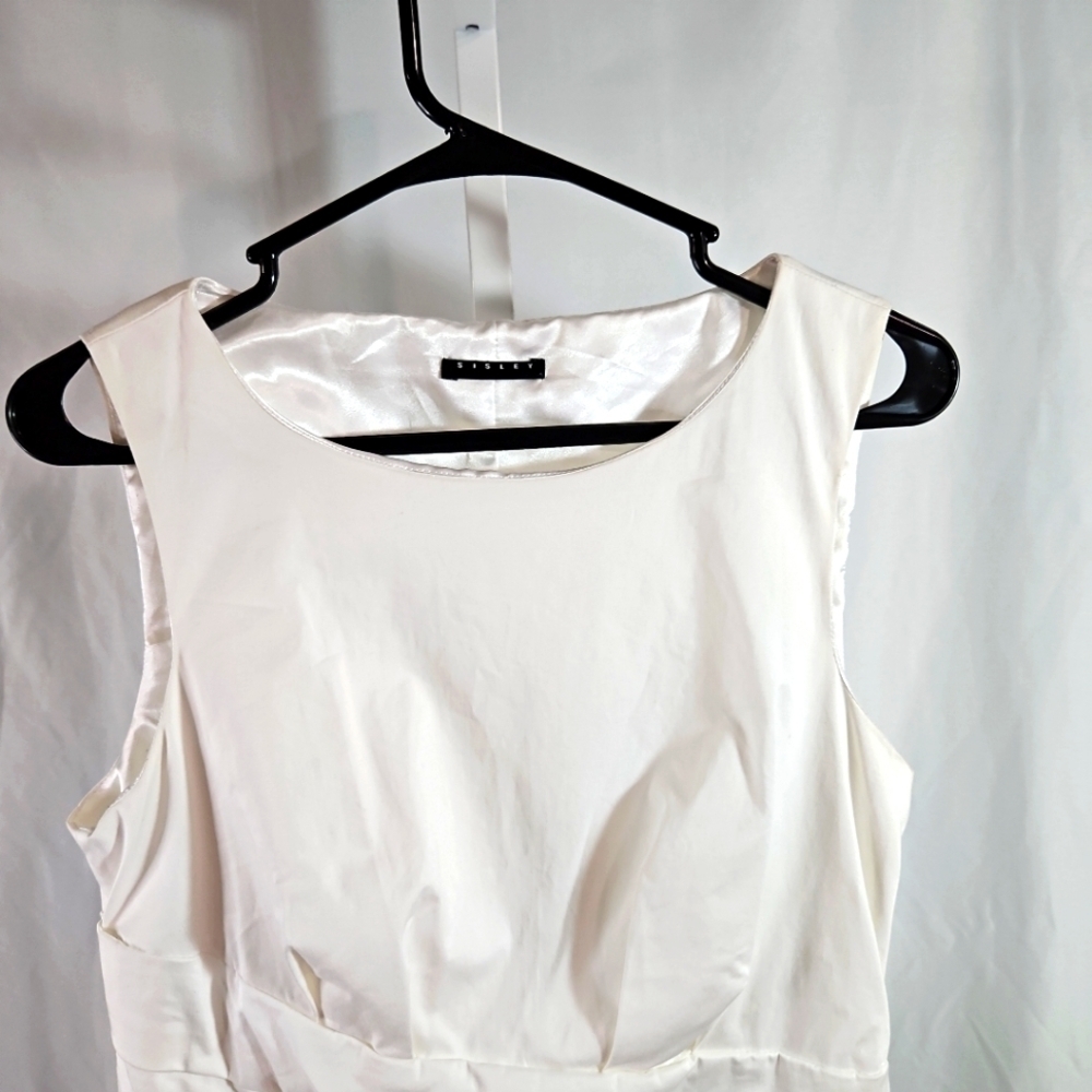 Sisley White Cotton Dress Size Medium - Picture 3 of 8